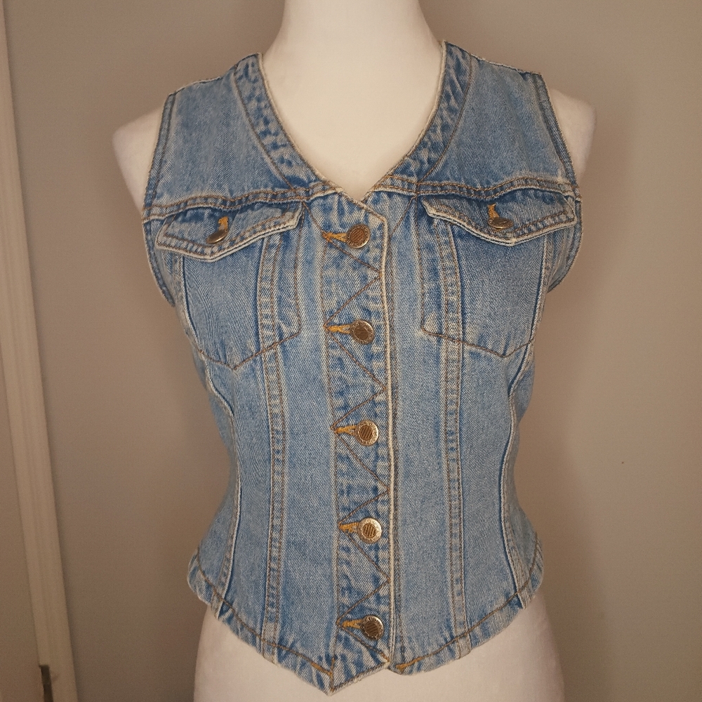 Light Blue Denim Vest Jacket - Sleeveless Jean Jacket